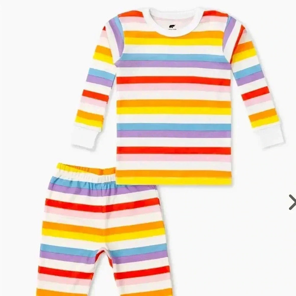 [Monica + Andy] NWOT Organic Two-Piece Rainbow Stripe Pajama Set - 5T - Picture 1 of 3